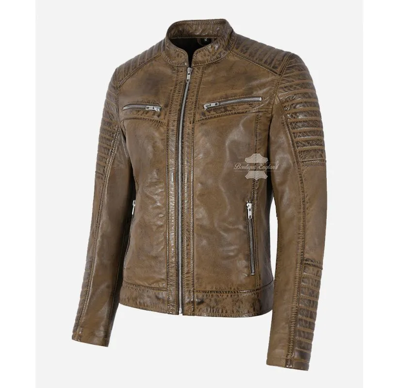 Speedster Ladies Jacket Dirty Brown Vintage Casual Racer Jacket
